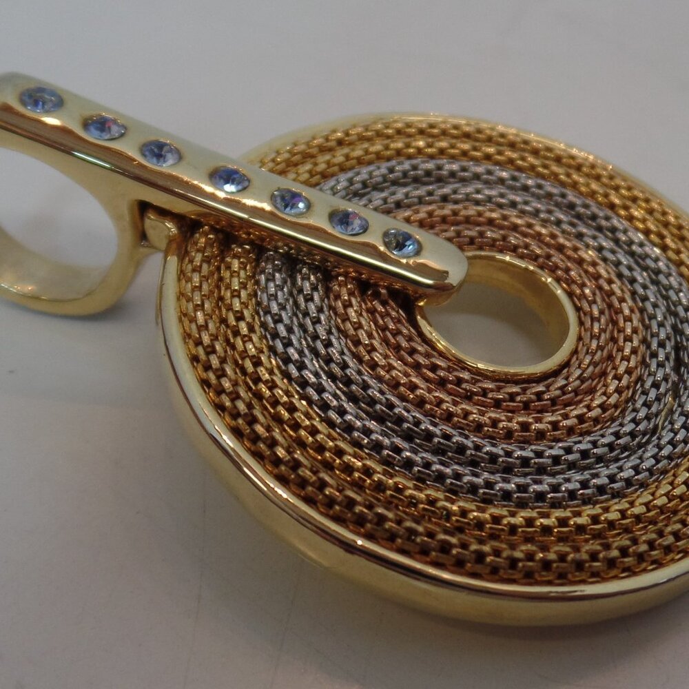 Unbranded Rose Gold, Gold & Silvertone Chain Pendant W Bling Round Apx 1.5" Rnd - Picture 4 of 7